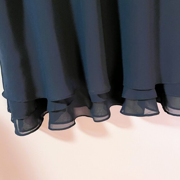 SHEER LAYERED MSK stretch waist MIDI black elegant all occasion skirt Size M - Picture 3 of 8